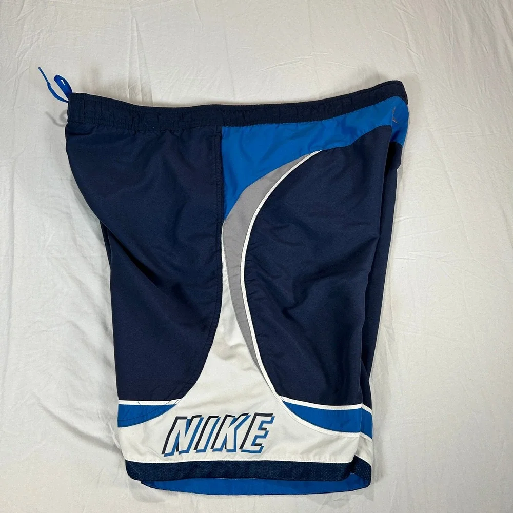 Nike Mens XXL Swim Trunks‎ Board Shorts Navy Blue White Royal Blue Mesh Lined